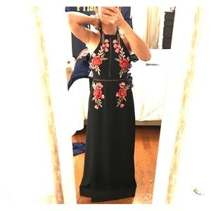 Black appliqué maxi dress NEVER WORN HAS TAGS
